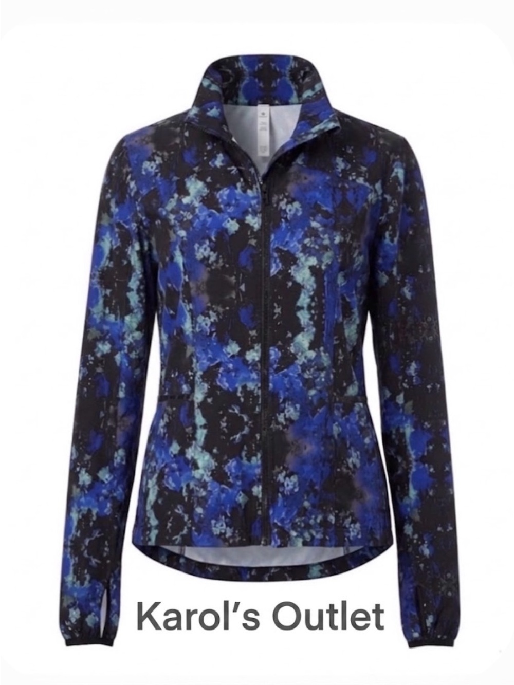 FABLETICS Zip Front Closure Windbreaker, Women's Size 8, Blue, Black Green